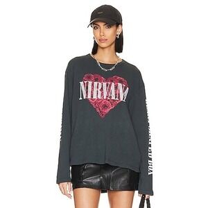 Daydreamer Nirvana Long Sleeve Graphic T-Shirt Charcoal Gray Oversized Tee